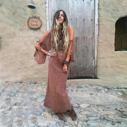 Women's Summer Sleeve Hollow Out Sexy Long Dress SIZE S-XL