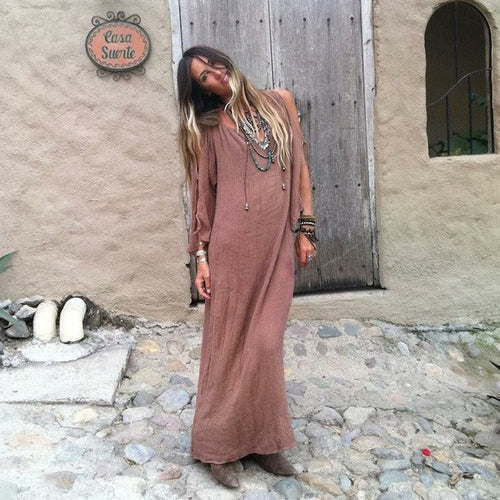 Women's Summer Sleeve Hollow Out Sexy Long Dress SIZE S-XL