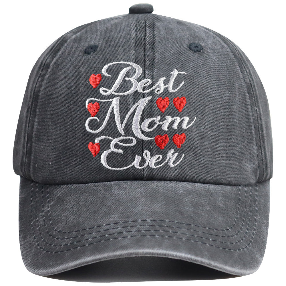 Best Mom Ever Hat for Women, Adjustable Embroidered Wash Cotton Mama Birthday Baseball Cap