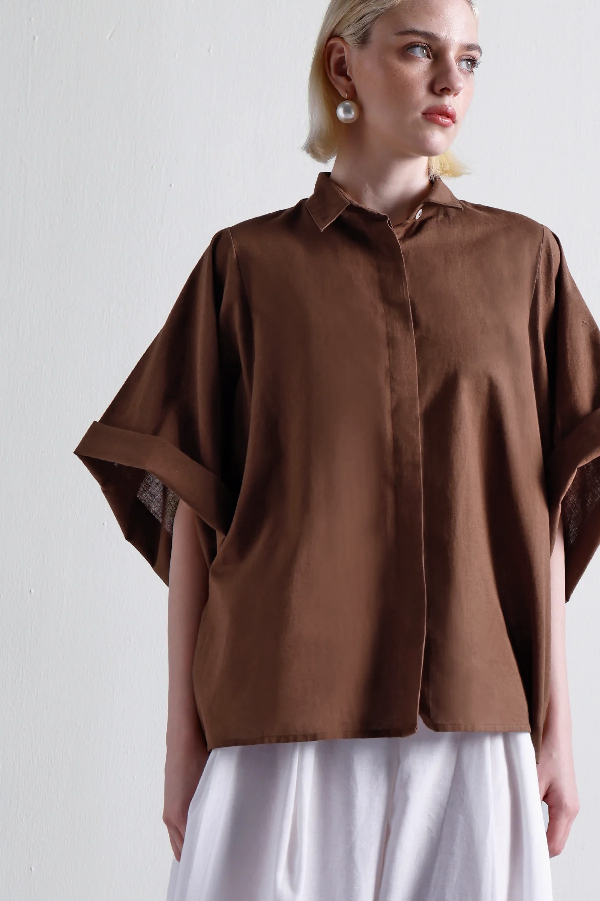Andrea Oversized Shirt : Cocoa